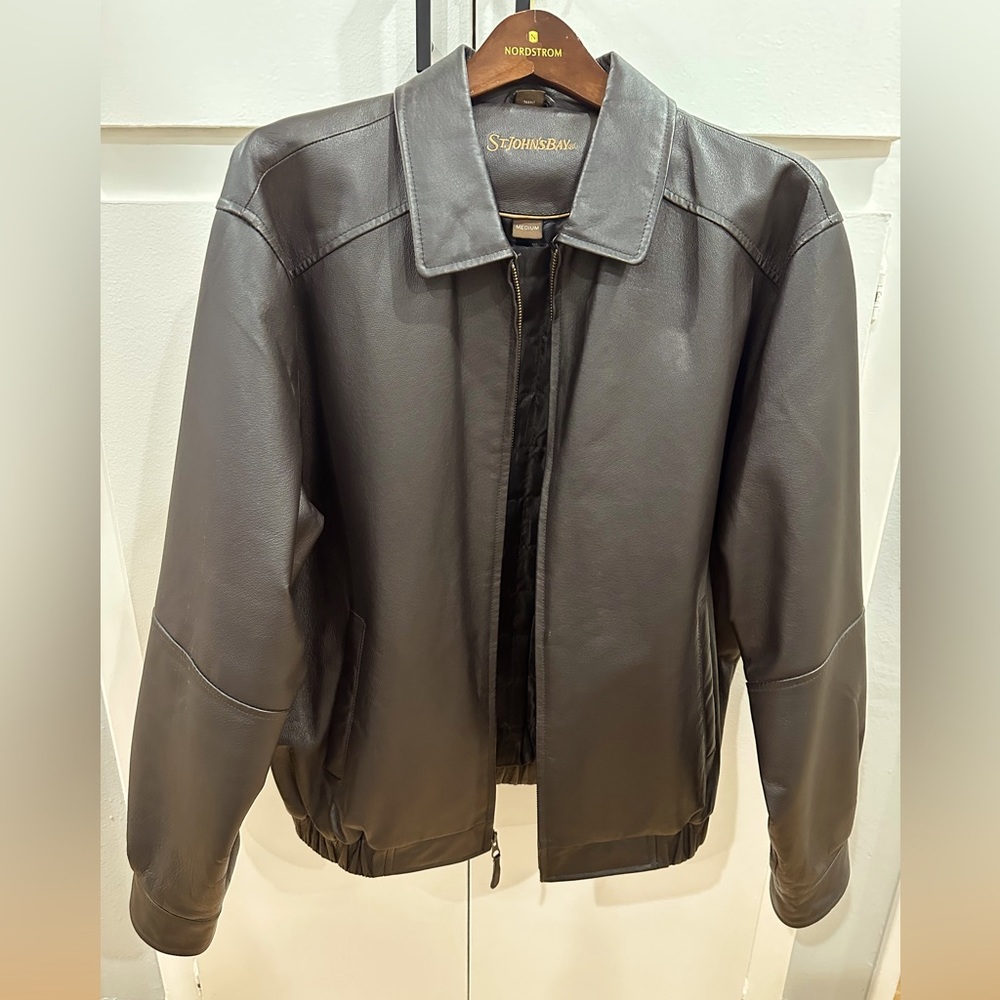NWOT St John’s Bay Brown Leather Jacket